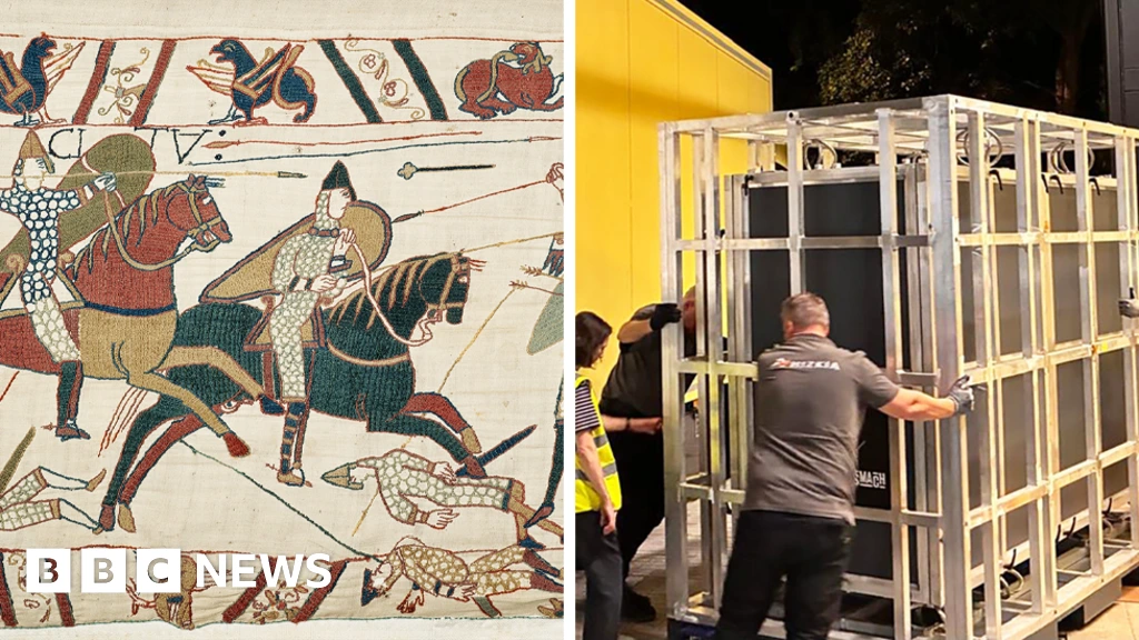 Bayeux Tapestry arrives in UK for first time in 900 years under police guard