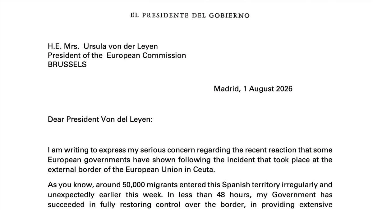 DOCUMENTO | La carta de Pedro Sánchez a los líderes europeos tras las amenazas de suspender Schengen por Ceuta