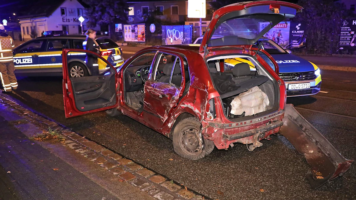 Verletzte in Dresden: Schüsse und schwerer Crash bei Verfolgungsjagd