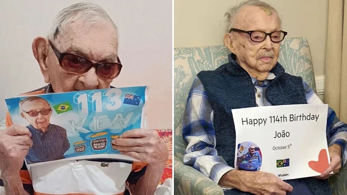 Älteste Männer der Welt gratulieren sich zum Geburtstag